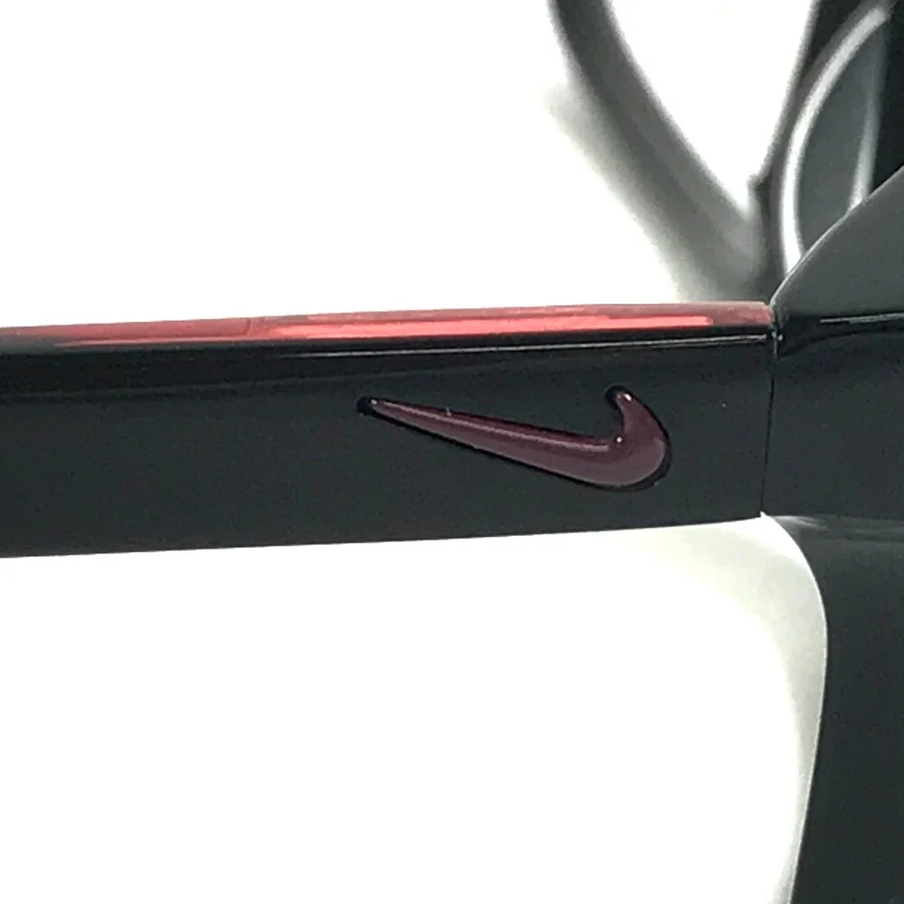 Nike Eyeglasses Frames 7242 002 Shiny Black Red Rectangle Full Rim 53-16-140